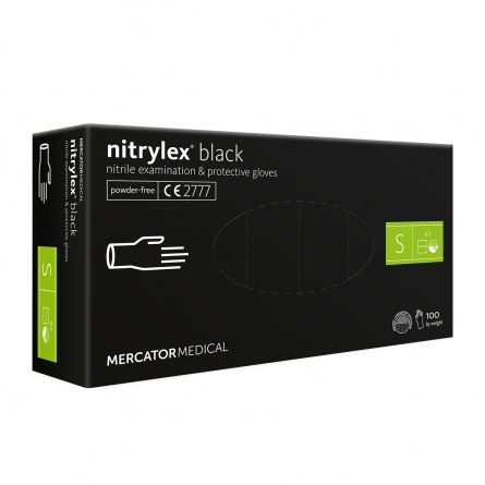 Boite de 100 Gants Nitrile Noir Non poudrés - Taille S