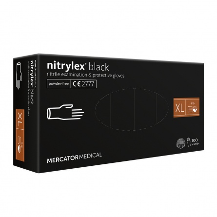 Boite de 100 Gants Nitrile Noir Non poudrés - Taille XL